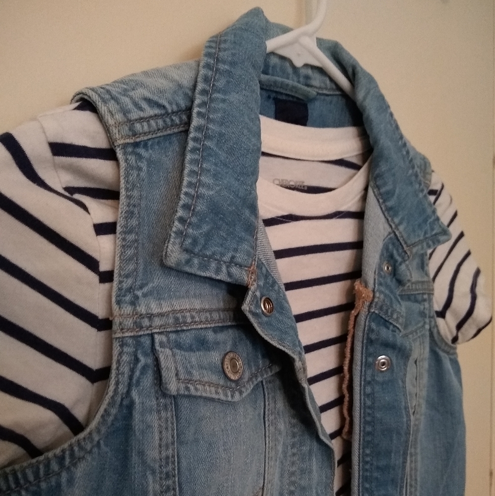 2pcs denim vest and striped t-shirt GAP & cherokee